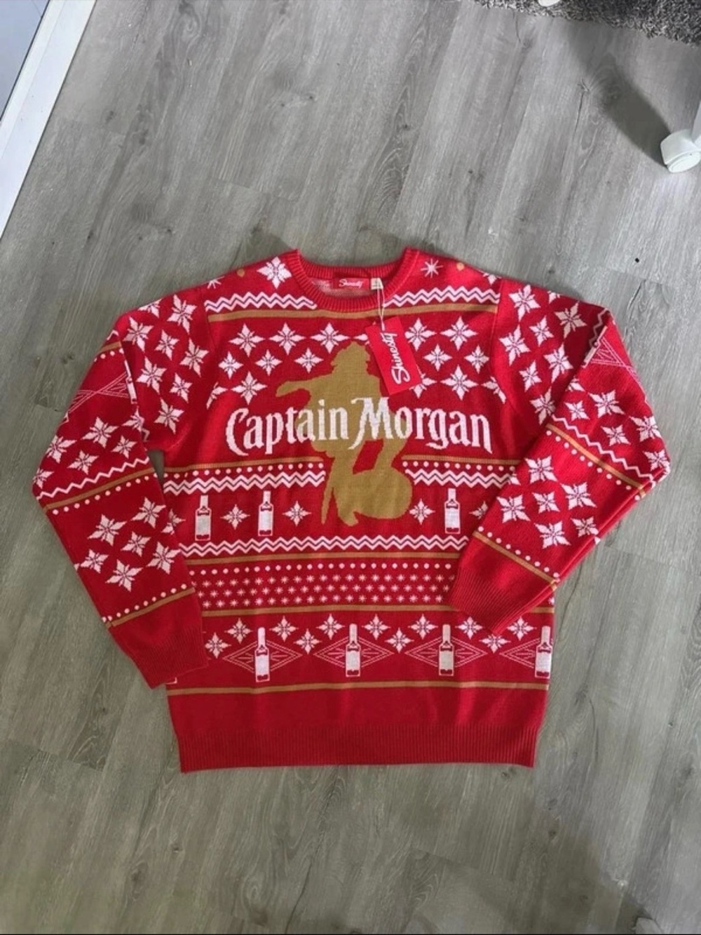 Captain Morgan Men’s Red Crewneck Holiday Sweater
